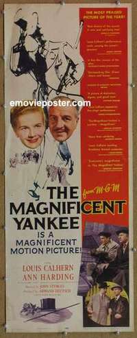 b383 MAGNIFICENT YANKEE insert movie poster '51 Louis Calhern, Harding