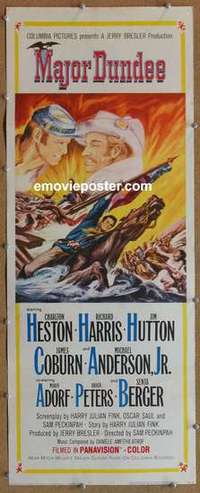 b386 MAJOR DUNDEE insert movie poster '65 Heston, Richard Harris