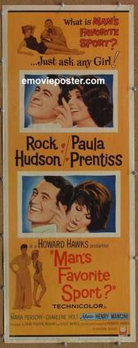 b390 MAN'S FAVORITE SPORT insert movie poster '64 Rock Hudson, Hawks