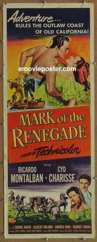 b393 MARK OF THE RENEGADE insert movie poster '51 Ricardo Montalban