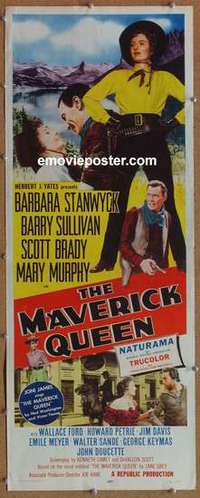 b395 MAVERICK QUEEN insert movie poster '56 Barbara Stanwyck, Sullivan