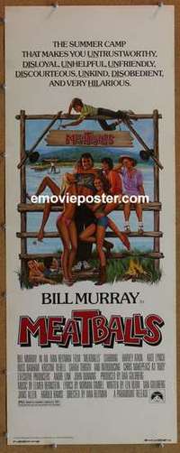 b396 MEATBALLS insert movie poster '79 Bill Murray, Ivan Reitman