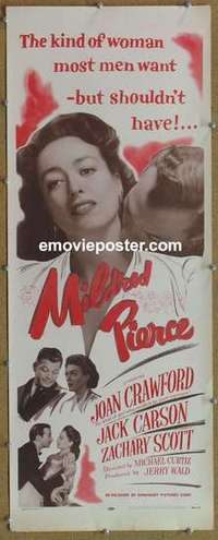 b399 MILDRED PIERCE insert movie poster R56 Joan Crawford film noir!