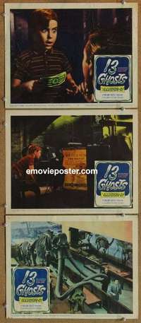 h390 13 GHOSTS 3 movie lobby cards '60 William Castle, cool horror!