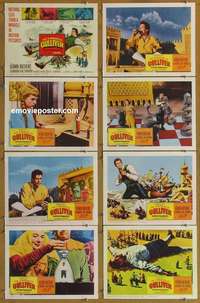 j228 3 WORLDS OF GULLIVER 8 movie lobby cards '60 Ray Harryhausen