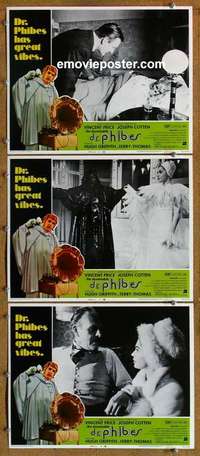 h394 ABOMINABLE DR PHIBES 3 movie lobby cards '71 Vincent Price, AIP