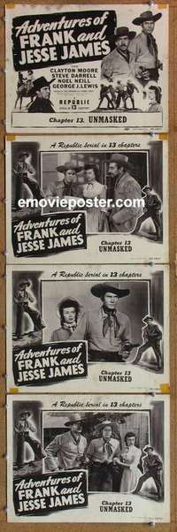 h574 ADVENTURES OF FRANK & JESSE JAMES 4 Chap 13 movie lobby cards '48