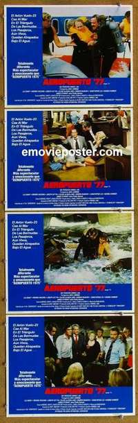 h576 AIRPORT '77 4 Spanish/US movie lobby cards '77 Lee Grant, Lemmon