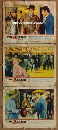 h395 ALAMO 3 movie lobby cards '60 John Wayne, Richard Widmark