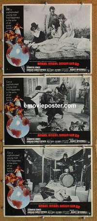 h398 ANGEL ANGEL DOWN WE GO 3 movie lobby cards '69 AIP, drugs & thugs!