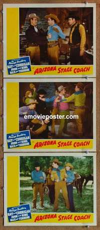 h401 ARIZONA STAGE COACH 3 movie lobby cards '42 The Range Busters!