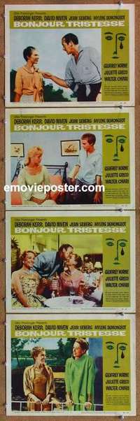 h596 BONJOUR TRISTESSE 4 movie lobby cards '58 Deborah Kerr, Seberg