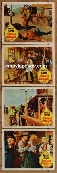 h601 BUCHANAN RIDES ALONE 4 movie lobby cards '58 Scott, Boetticher