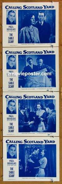 h685 SABLE SCARF 4 movie lobby cards '56 Calling Scotland Yard!