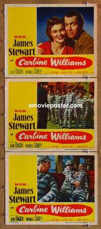 h413 CARBINE WILLIAMS 3 movie lobby cards '52 James Stewart, Hagen