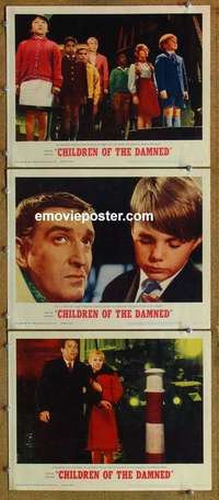 h417 CHILDREN OF THE DAMNED 3 movie lobby cards '64 creepy image!