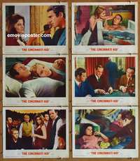 h892 CINCINNATI KID 6 movie lobby cards '65 Steve McQueen, gambling!