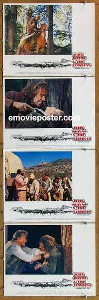 h610 COWBOYS 4 movie lobby cards '72 big John Wayne, Bruce Dern