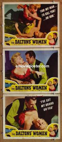 h421 DALTONS' WOMEN 3 movie lobby cards '50 Tom Neal, Pamela Blake