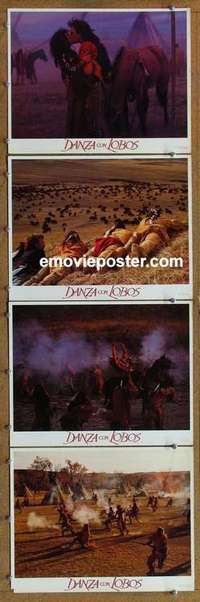 h612 DANCES WITH WOLVES 4 Spanish/US movie lobby cards '90 Kevin Costner