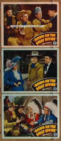 h423 DAWN ON THE GREAT DIVIDE 3 movie lobby cards '42 Buck Jones