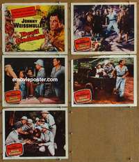 h774 DEVIL GODDESS 5 movie lobby cards '55 Johnny Weissmuller, Stevens