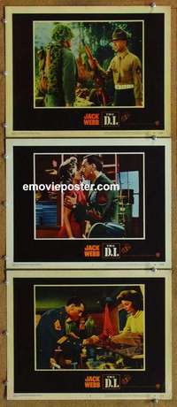 h426 DI 3 movie lobby cards '57 Jack Webb, U.S. Marines, Don Dubbins