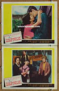 h086 DIARY OF ANNE FRANK 2 movie lobby cards '59 Millie Perkins