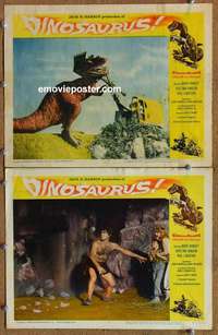 h087 DINOSAURUS 2 movie lobby cards '60 dinosaur vs machine!