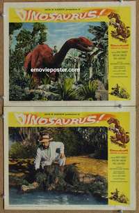 h088 DINOSAURUS 2 movie lobby cards '60 great dinosaur image!