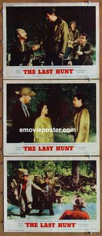 h473 LAST HUNT 3 movie lobby cards '56 Robert Taylor, Stewart Granger