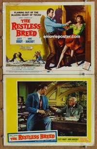 h276 RESTLESS BREED 2 movie lobby cards '57 Scott Brady, Anne Bancroft