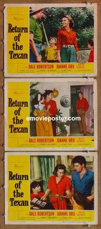 h516 RETURN OF THE TEXAN 3 movie lobby cards '52 Dale Robertson, Dru