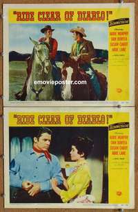 h280 RIDE CLEAR OF DIABLO 2 movie lobby cards '54 Audie Murphy, Duryea