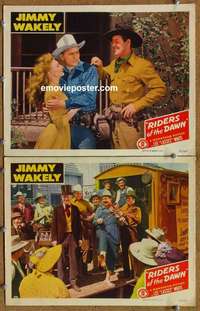 h282 RIDERS OF THE DAWN 2 movie lobby cards '45 Jimmy Wakely