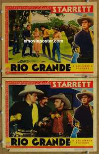 h284 RIO GRANDE 2 movie lobby cards '38 Charles Starrett, Ann Doran