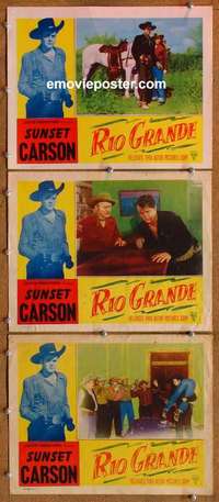 h518 RIO GRANDE 3 movie lobby cards '49 Sunset Carson, Keyes