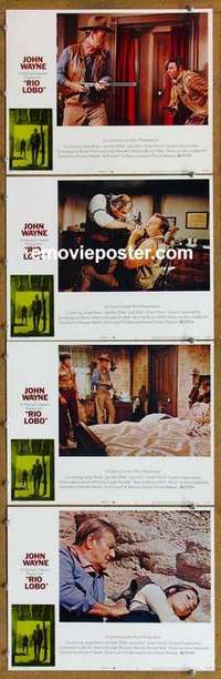 h682 RIO LOBO 4 movie lobby cards '71 Give 'em Hell, John Wayne!