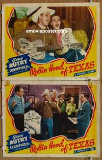 h287 ROBIN HOOD OF TEXAS 2 movie lobby cards '47 Gene Autry