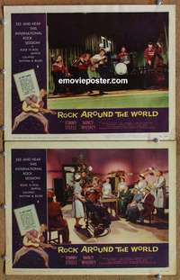 h290 ROCK AROUND THE WORLD 2 movie lobby cards '57 AIP, rock 'n' roll!