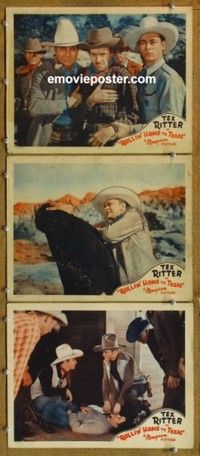 h521 ROLLIN' HOME TO TEXAS 3 movie lobby cards '40 Tex Ritter, Shrum