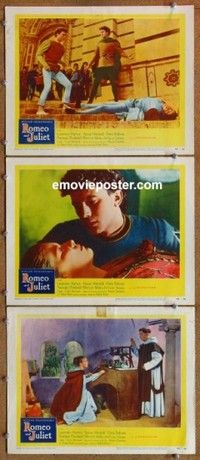 h522 ROMEO & JULIET 3 movie lobby cards '55 Laurence Harvey