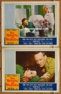 h295 ROOTS OF HEAVEN 2 movie lobby cards '58 Trevor Howard, Orson Welles