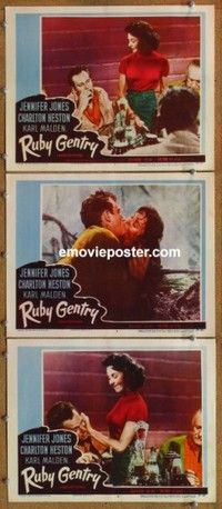 h523 RUBY GENTRY 3 movie lobby cards '53 Jennifer Jones, Heston