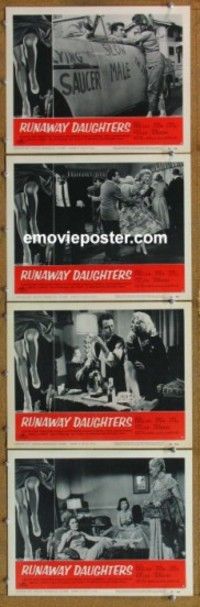 h684 RUNAWAY DAUGHTERS 4 movie lobby cards '56 AIP jailbait!