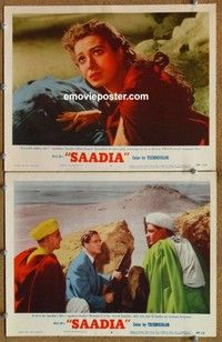 h296 SAADIA 2 movie lobby cards '54 Cornel Wilde, Mel Ferrer, Rita Gam