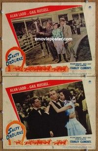 h297 SALTY O'ROURKE 2 movie lobby cards '45 Alan Ladd, Gail Russell