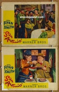 h299 SAN ANTONIO 2 movie lobby cards '45 Errol Flynn, Alexis Smith