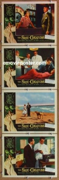 h693 SHE-CREATURE 4 movie lobby cards '56 wild monster from Hell!