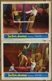 h309 SHE'S BACK ON BROADWAY 2 movie lobby cards '53 Virginia Mayo